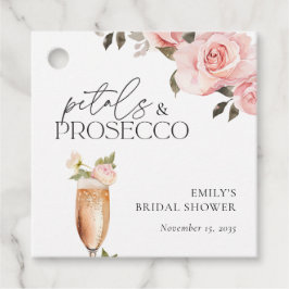Etiquetas Para Recuerdos Petales y ducha de novia floral Prosecco