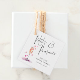 Etiquetas Para Recuerdos Petales y Prosecco Elegante Script Ducha de novia