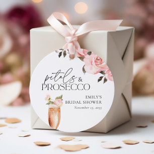 Etiquetas Para Recuerdos Pétalos y Prosecco Desayuno Nupcial Floral