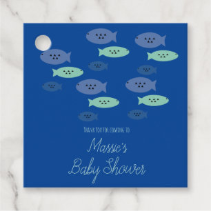Etiquetas Para Recuerdos Pez Nadando Acuario Azul Baby Shower Gracias 