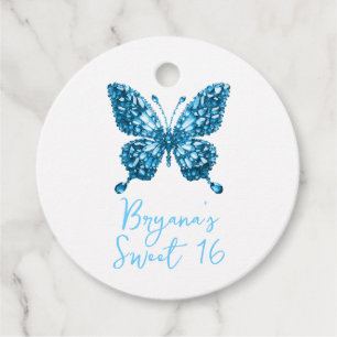Etiquetas Para Recuerdos Piedra de nacimiento de marzo de mariposa azul de
