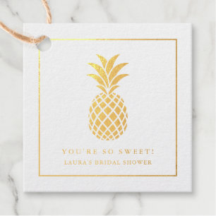 Etiquetas Para Recuerdos piña de Relieve metalizado dorado - eres tan dulce