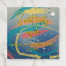 Etiquetas Para Recuerdos Pincel verde azulado, Naranja, amarillo y coral