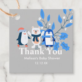 Etiquetas Para Recuerdos Pingüinos de oso polar en invierno azul