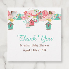 Etiquetas Para Recuerdos Pink and Green Floral Bird Cages Baby Shower