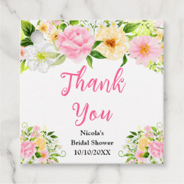 Etiquetas Para Recuerdos Pink and Yellow Flowers Bridal Shower Thank You