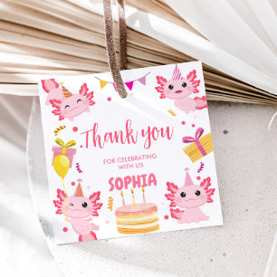 Etiquetas Para Recuerdos Pink Axolotl Alotl Fiesta de Cumpleaños