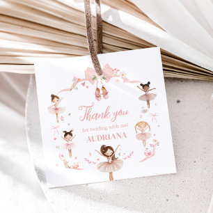 Etiquetas Para Recuerdos Pink Ballerina Birthday Party Square