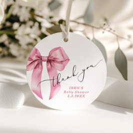Etiquetas Para Recuerdos Pink Bow Baby Shower Bowtiful Gracias