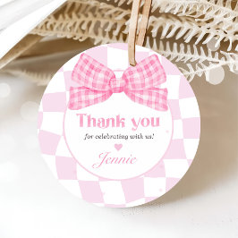 Etiquetas Para Recuerdos Pink Bow Coquette Primer Fiesta de cumpleaños
