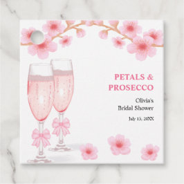 Etiquetas Para Recuerdos Pink Bow Floral Petals and Prosecco Bridal Shower 