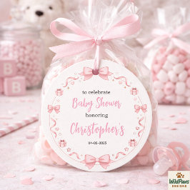 Etiquetas Para Recuerdos Pink Bow Girl Baby Shower – Cute & Fun Party