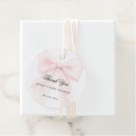 Etiquetas Para Recuerdos Pink Bow Girl Modern Baby Shower 