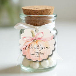 Etiquetas Para Recuerdos Pink Bow Little Pumpkin Baby Shower