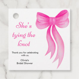 Etiquetas Para Recuerdos Pink Bow She's Tying the Knot Bridal Shower  