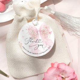 Etiquetas Para Recuerdos Pink Bow Wildflower Baby Shower Thank You