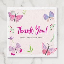 Etiquetas Para Recuerdos Pink Butterfly Birthday Thank You Tag
