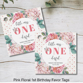 Etiquetas Para Recuerdos Pink Floral 1st Birthday 