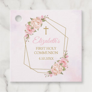 Etiquetas Para Recuerdos Pink Floral Communion