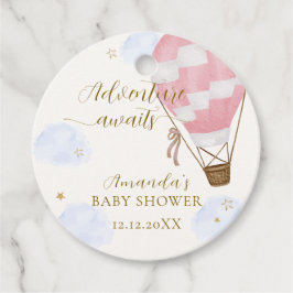 Etiquetas Para Recuerdos Pink Gold Adventure Hot Air Balloon Baby Shower