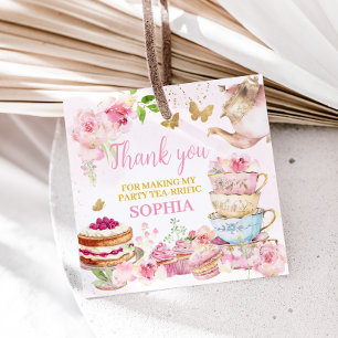 Etiquetas Para Recuerdos Pink Gold Floral Tea Par-Tea Cumpleaños Party Squa