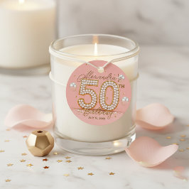 Etiquetas Para Recuerdos Pink Gold Pearl Luxury Glamorous 50th Birthday