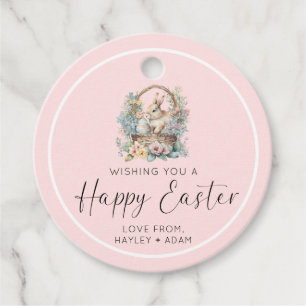 Etiquetas Para Recuerdos Pink Happy Easter Bunny