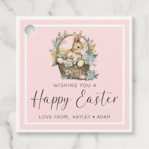 Etiquetas Para Recuerdos Pink Happy Easter Bunny