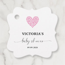 Etiquetas Para Recuerdos Pink Heart Baby Shower Fiesta Fancy Square