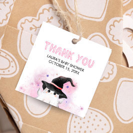Etiquetas Para Recuerdos Pink Little Boo Ghost Witch Baby Shower Square