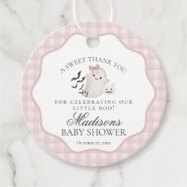 Etiquetas Para Recuerdos Pink Pastel Little Boo Ghost Baby Shower Circle