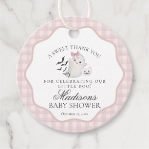 Etiquetas Para Recuerdos Pink Pastel Little Boo Ghost Baby Shower Circle
