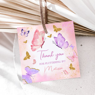 Etiquetas Para Recuerdos Pink Purple Little Butterfly Birday Party Square