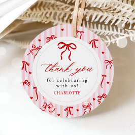 Etiquetas Para Recuerdos Pink Red Coquette Bow Valentine Baby Shower