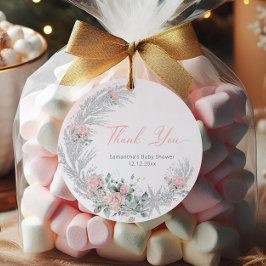 Etiquetas Para Recuerdos Pink Rose Silver Winter Thank you