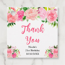 Etiquetas Para Recuerdos Pink Roses with Foliage Birthday