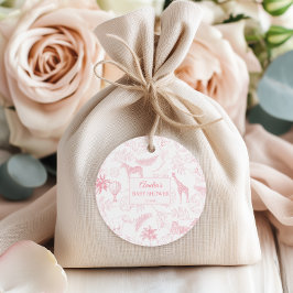 Etiquetas Para Recuerdos Pink Safari Jungle Animals Baby Shower Favor