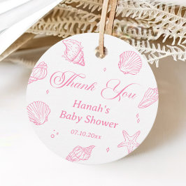 Etiquetas Para Recuerdos Pink Shells Coastal Beach Baby Shower Thank You 