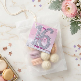 Etiquetas Para Recuerdos Pink Silver Rhinestone Glam Sweet 16 Birthday