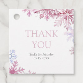 Etiquetas Para Recuerdos Pink Snowflake Square Favor Tags