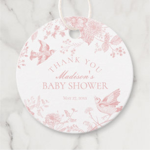 Etiquetas Para Recuerdos Pink Toile De Jouy Floral Baby Shower Favor