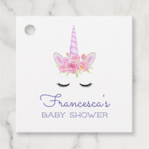 Etiquetas Para Recuerdos Pink Watercolor Unicorn Baby Shower