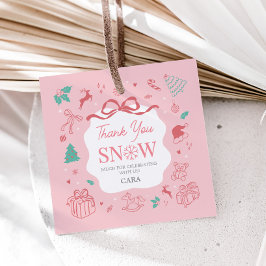 Etiquetas Para Recuerdos Pink Winter Wonderland First Birthday Favor Tags