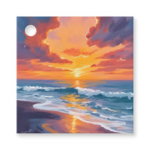 Pintura al Acuarela de la Puesta de Sol en la Play