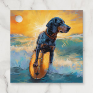Etiquetas Para Recuerdos Pintura de surf en la playa de Bluetick Coonhound