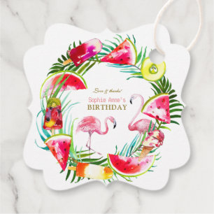 Etiquetas Para Recuerdos Piscina hawaiana de aves de frutas de vegetación