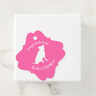 Etiquetas Para Recuerdos Pitbull, Chica rosado de Baby Shower Bulldog Pit