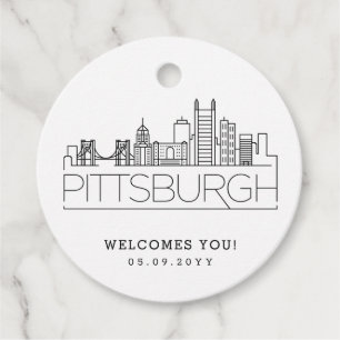 Etiquetas Para Recuerdos Pittsburgh Skyline Boda Bienvenido Favor