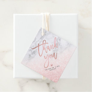 Etiquetas Para Recuerdos PixDezines Blush Snow Bokeh+Marble Gracias
