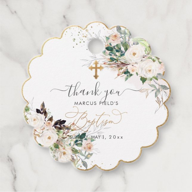 Etiquetas Para Recuerdos PixDezines rosas acuarela rosa pálido Bautizo (Anverso)